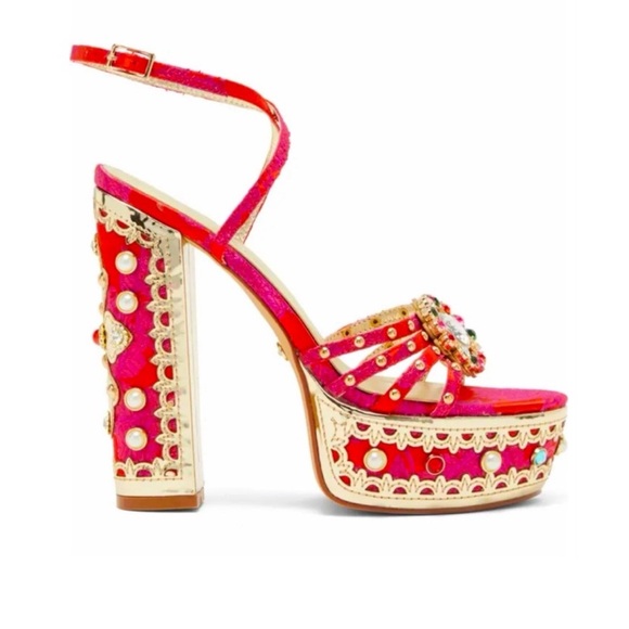 Azalea Wang Aline Gemstone Platform Sandal w/ Ankle Strap - Picture 2 of 11